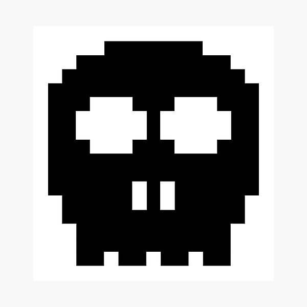 Aperçu de l'œuvre Black Retro 8-bit Skull créée et vendue par wearmoretees.
