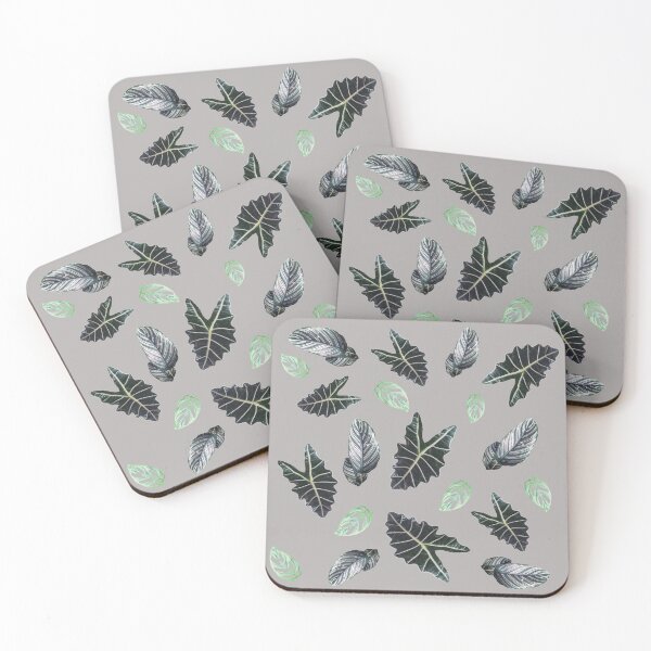 Item preview, Tropical leaves pattern on gray designed and sold by LittleAngy.