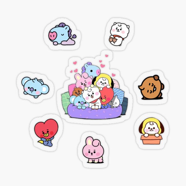 bt21 rj transparent stickers redbubble