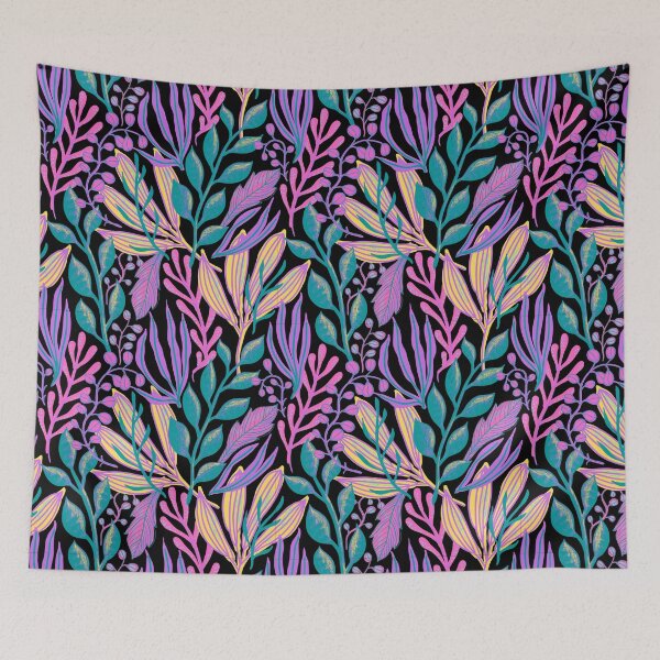 Item preview, nature plant pattern design (black background) designed and sold by riceayoj.