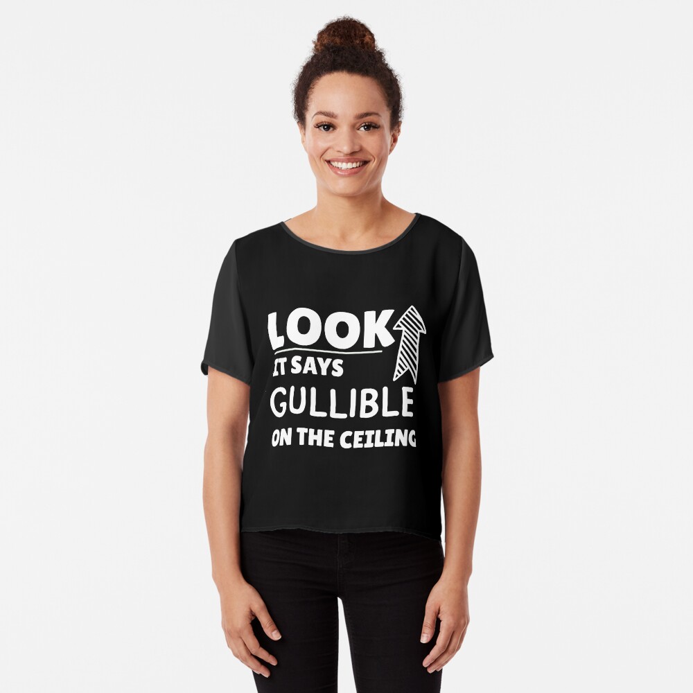  Look It Says Gullible On the Ceiling Funny Joke Tote Bag :  Clothing, Shoes & Jewelry