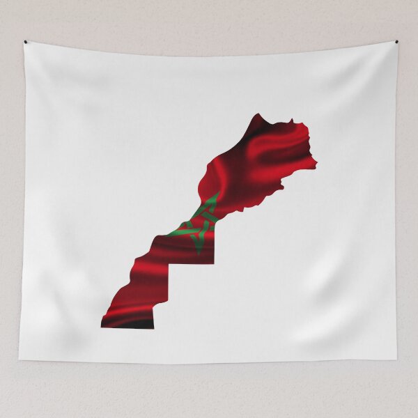 Item preview, MOROCCO MAP ON FLAG STYLISH DESIGN designed and sold by ArabCorner.