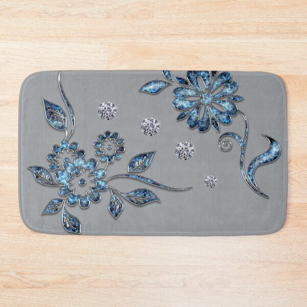 Item preview, Faux Diamonds and Jewels - Blue 3D Flower Effect Pattern designed and sold by WOW TeesAndThings.