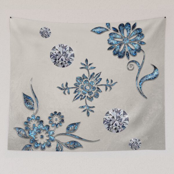 Item preview, Faux Diamonds and Jewels - Blue 3D Flower Effect Pattern designed and sold by WOW TeesAndThings.