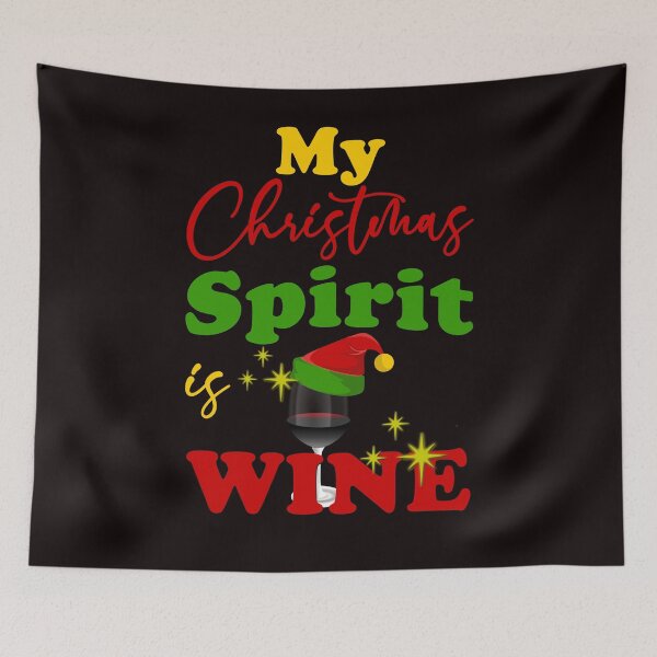 Item preview, My Christmas Spirit Is Wine - Funny Wine with a Santa Hat and Text Effects Gift  designed and sold by leo121687.