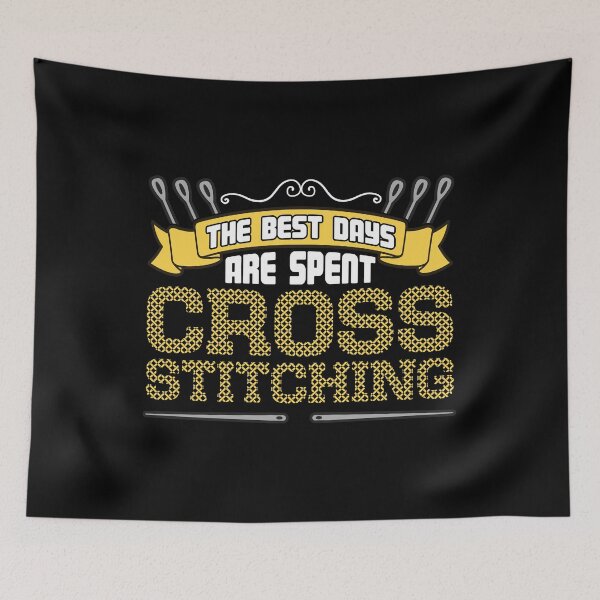 Item preview, The best days are spent Cross Stitching designed and sold by Gold Wings Tees.