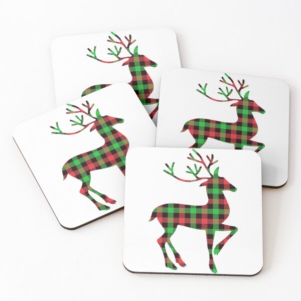 Item preview, Feliz Navidad decoraciones-Reno de Navidad, reno de tartán rojo y verde designed and sold by Boss Bubble.