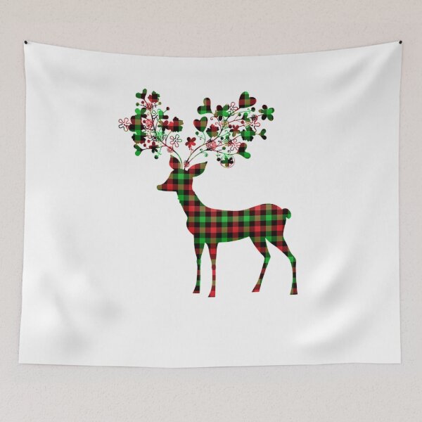 Item preview,  Merry Christmas decorations-Christmas reindeer, red and green tartan reindeer designed and sold by Boss  Bubble.