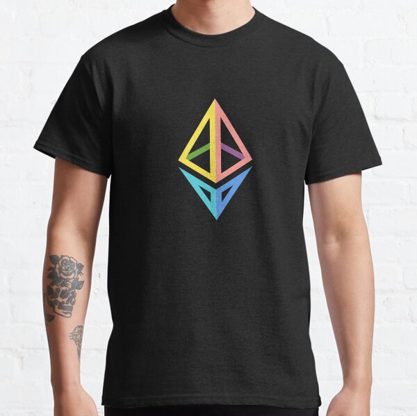 ETH Ethereum 2.0 Color logo link crypto defi blockchain cryptocurrency fintech mask Classic T-Shirt