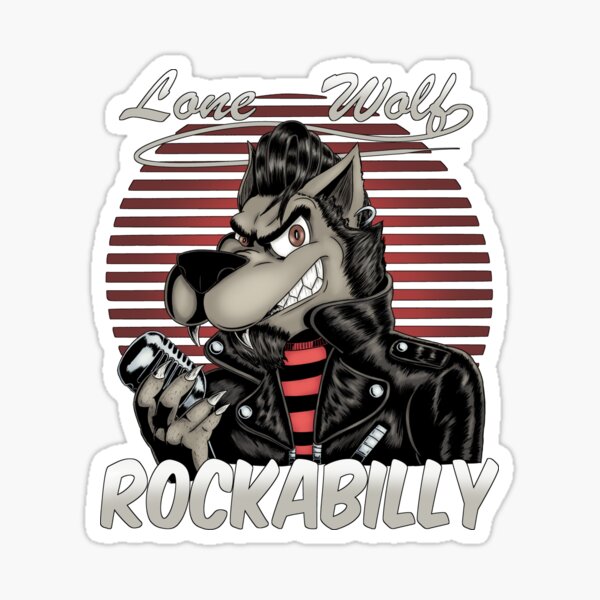 Aperçu de l'œuvre Rockabilly loup solitaire créée et vendue par Krypticart.