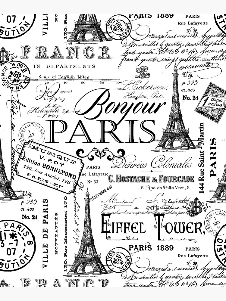 Cahier à spirale for Sale avec l'œuvre « Style de vie français vintage de  Paris avec motif de tour Eiffel noir et blanc » de l'artiste artsandsoul