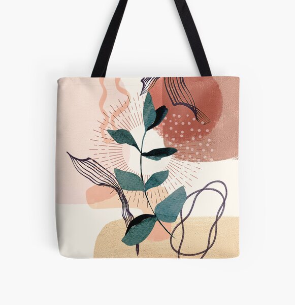 Item preview, Eucalyptus Watercolor Branch Abstract Tropical Boho Minimalist Art with warm earthy tones and pastel colors with solid and soft gradient shapes VII designed and sold by AbstractTrace.
