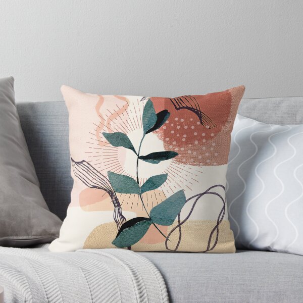 Artikel-Vorschau von Eukalyptus Aquarell Zweig Abstrakte tropische Boho minimalistische Kunst mit warmen Erdtönen und Pastellfarben mit festen und weichen Verlaufsformen VII, designt und verkauft von AbstractTrace.