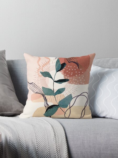 Item preview, Eucalyptus Watercolor Branch Abstract Tropical Boho Minimalist Art with warm earthy tones and pastel colors with solid and soft gradient shapes VII designed and sold by AbstractTrace.