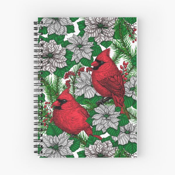 Item preview, Cardinals and white poinsettia flowers designed and sold by Katerina Mitkova Kirilova.