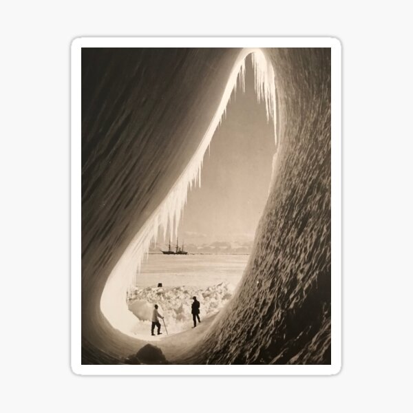 Item preview, Ice cave in Antarctica with Scott‘s Terra nova in the background designed and sold by Pelikancrazy.