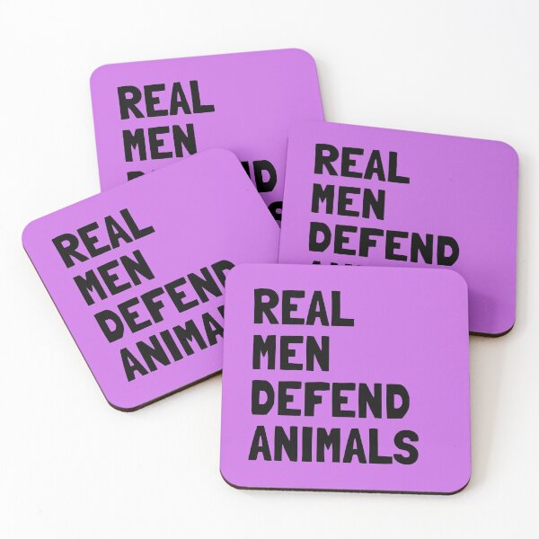 Item preview, Real Men Defend Animals | Veganism and Animal Rights | Magenta Square Black Text designed and sold by EarlessPierre.