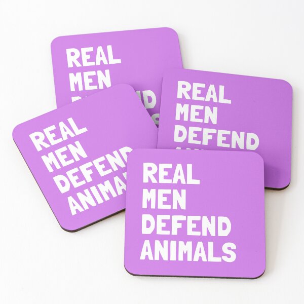 Item preview, Real Men Defend Animals | Veganism and Animal Rights | Magenta Square White Text designed and sold by EarlessPierre.