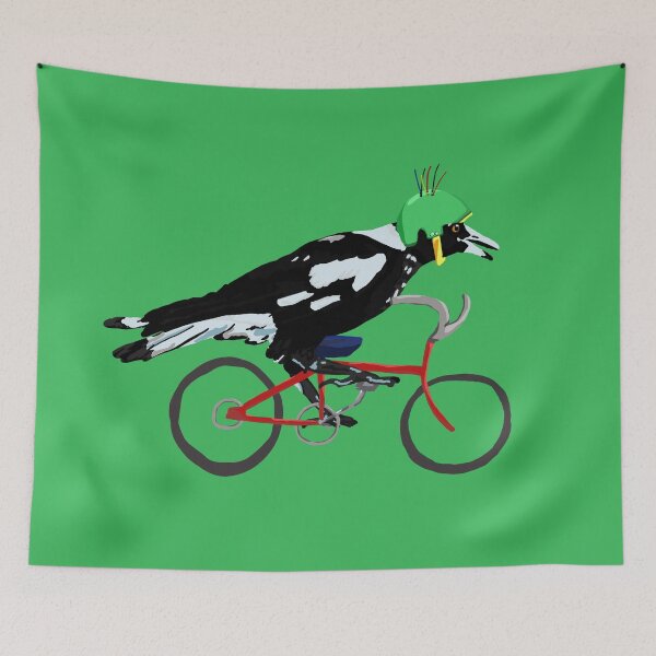 Item preview, Magpie on Bike Swoop (in Green) designed and sold by LadyRyatt.
