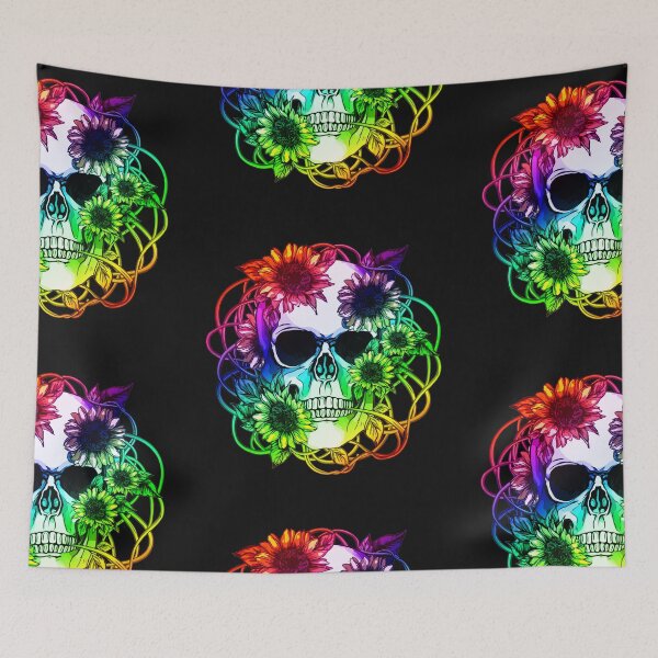 Item preview, raimbow Human anatomy Skull Colorfull sunflowers designed and sold by Collagedream.