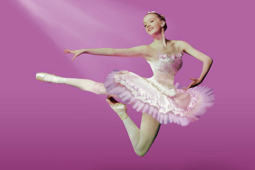 Leaping Ballerina In Pink And White By Delores Knowles Redbubble