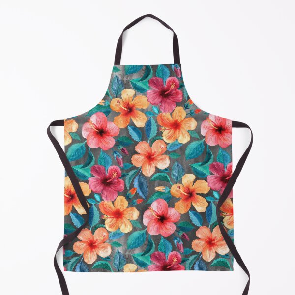 Item preview, Colorful Watercolor Hibiscus on Dark Charcoal designed and sold by micklyn.