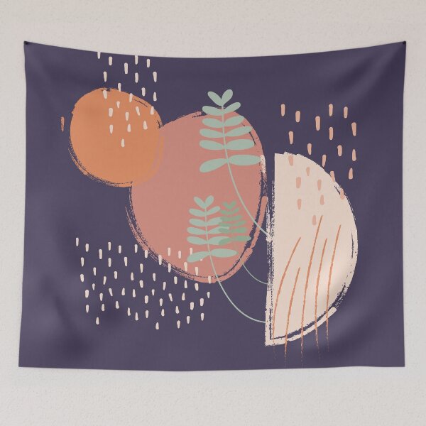 Item preview, Abstract shapes dots lines and plants digital design illustration 67 designed and sold by MyBlackDreams.