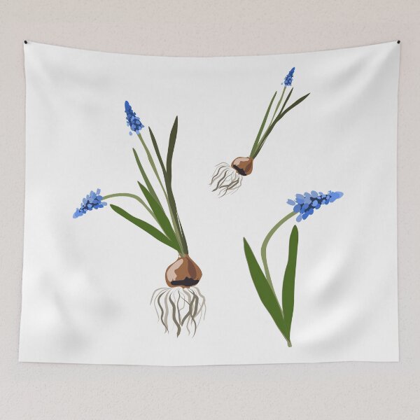 Item preview, Muscari flowers minimalist design of spring bulb flowers designed and sold by orangerinka.