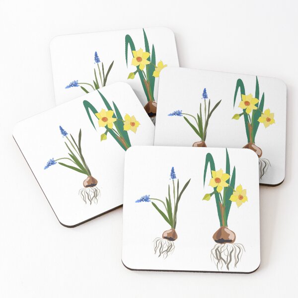 Item preview, Copy of Muscari and daffodils minimalist design of spring bulb flowers designed and sold by orangerinka.