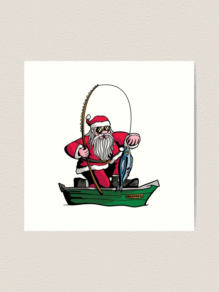 Ugly Christmas Sweater Santa Riding Salmon Fishing xmas - Santa Riding  Salmon - T-Shirt
