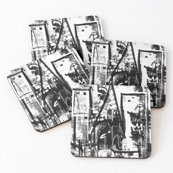 Item preview, New York Urban Pop Art 5th Ave Chrysler Funky Black White Shabby Graffiti Modern Art Grunge Downtown Scribble designed and sold by ExquisiteShots.
