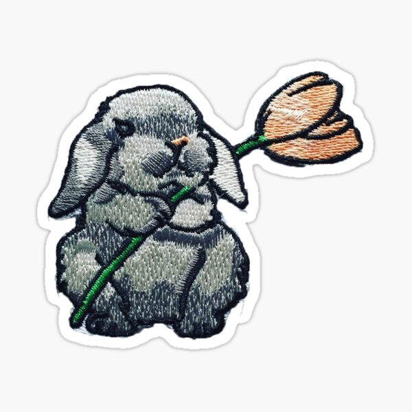 Lapin avec tulipe Sticker Sticker