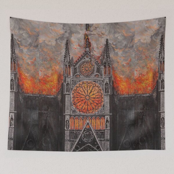 Item preview, notre dame on fire painting designed and sold by tintacarmesim.