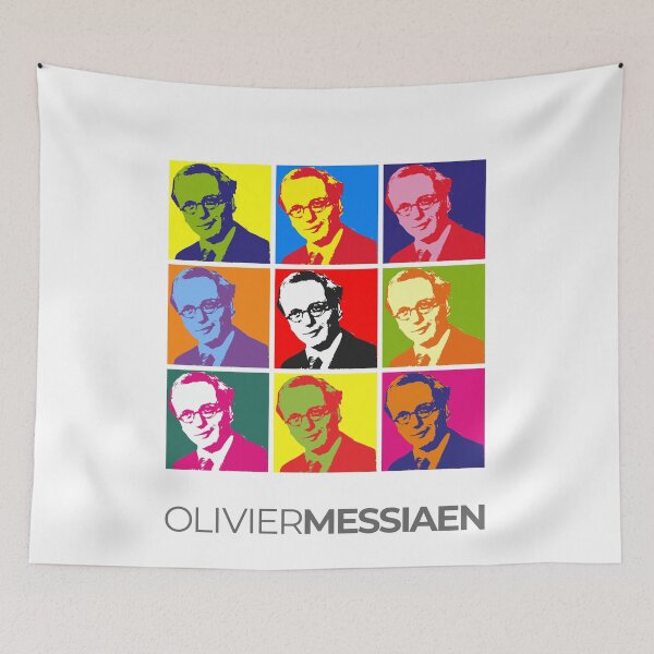 Item preview, Olivier Messiaen pop-art portrait poster designed and sold by CMYKStudio.