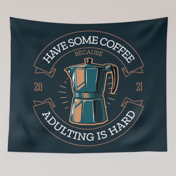 Item preview, Coffee because adulting is hard vintage  designed and sold by AllPrintsAndArt.