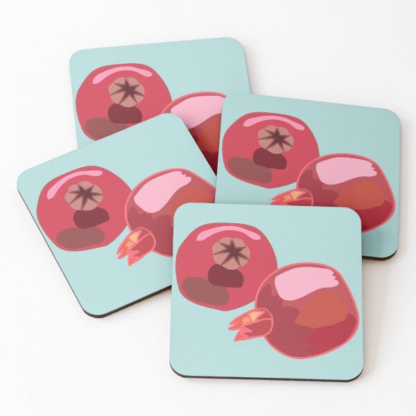 Item preview, Pink pomegranates on blue statement art designed and sold by orangerinka.
