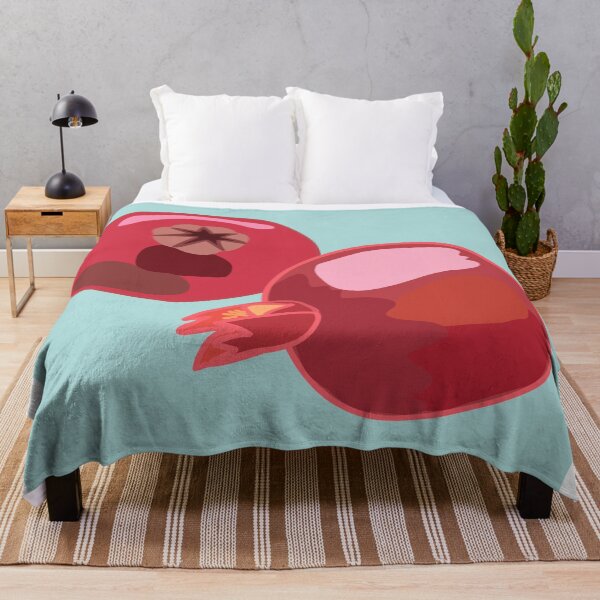 Item preview, Pink pomegranates on blue statement art designed and sold by orangerinka.