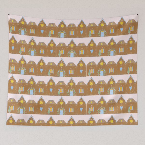 Item preview, Gingerbread house stripe - snow and stars  designed and sold by Louisa Currier.