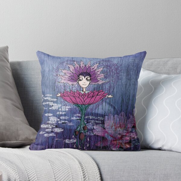 Item preview, Girl Quirky—Lotus Throw Pillow designed and sold by Sarah Baron.