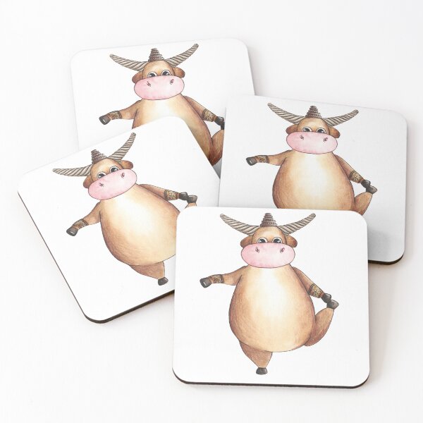 Item preview, Toro de yoga acuarela, animales deportivos designed and sold by ColoursOfWind.