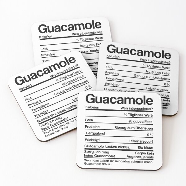 Artikelvorschau, GUACAMOLE NÄHRWERTE entworfen und verkauft von noahs-shop.