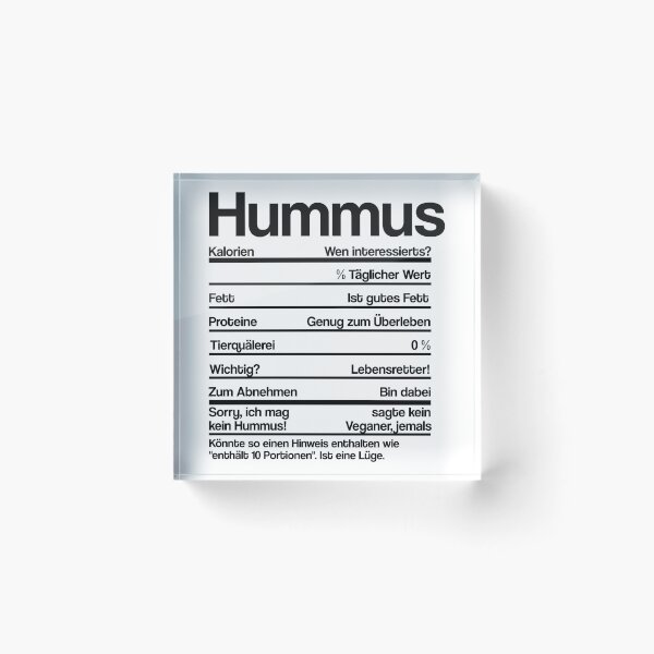 Artikelvorschau, HUMMUS NÄHRWERTE entworfen und verkauft von noahs-shop.