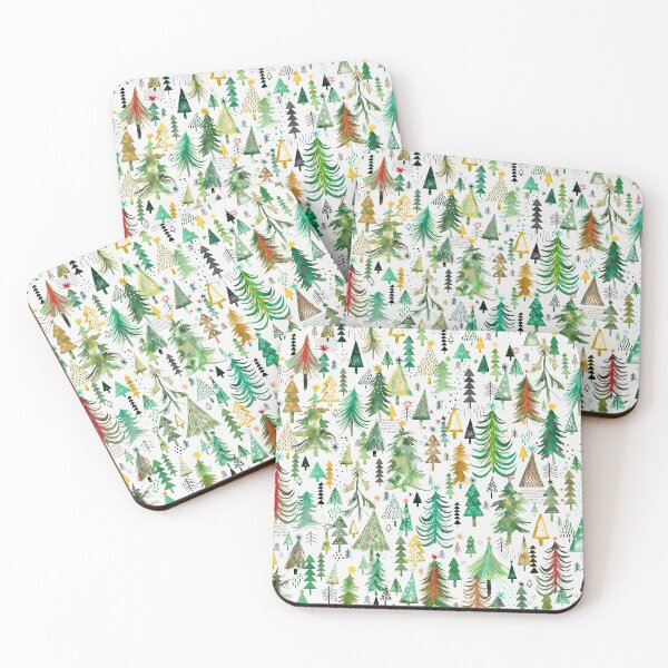 Item preview, Pines and spruces forest - Christmas trees decorations pattern- Red green designed and sold by ninoladesign.