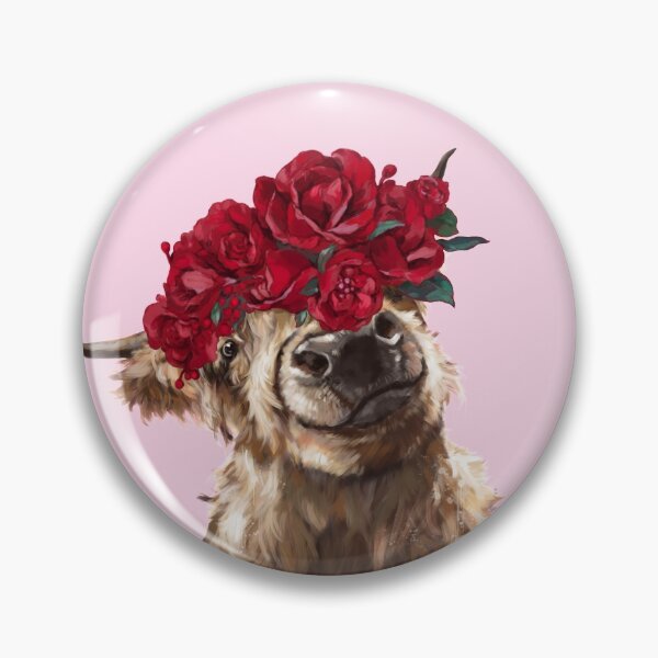 Artikelvorschau, Highland-Kuh mit Rosenkrone in Pink entworfen und verkauft von bignosework.