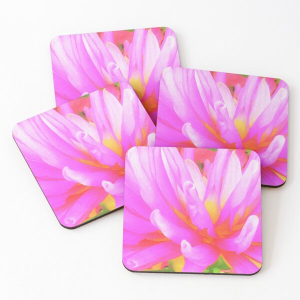Item preview, Fiery Hot Pink and Yellow Cactus Dahlia designed and sold by myrubiogarden.