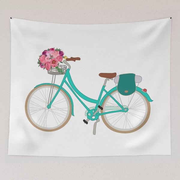 Item preview, Bicycle with flowers in the basket designed and sold by orangerinka.