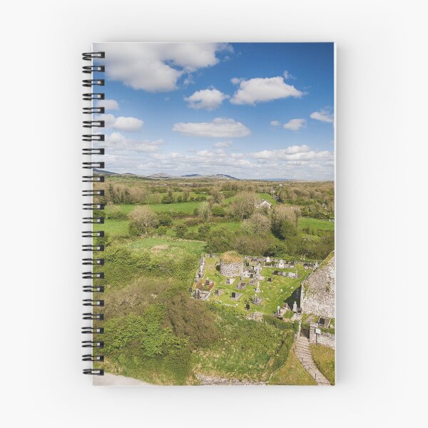 Item preview, Aerial view of a beautiful old ruins of an Irish church and burial graveyard in county clare, Ireland. Set in the burren national park countryside landscape. designed and sold by Nollaig Ó Mórdha  Up The Banner Photography.