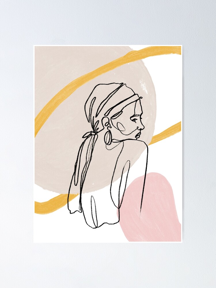 Póster «Mujer de una sola línea, arte lineal, dibujo lineal, contorno,  hembra» de KParadowski | Redbubble