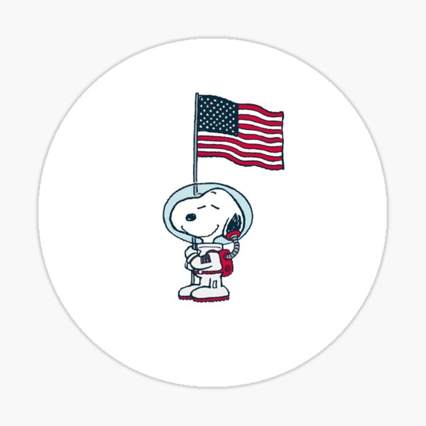 Apollo with Snoopy - America flag - 50th aniversary Sticker