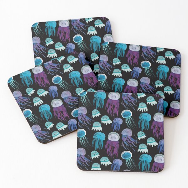 Item preview, Watercolor Ocean Jellyfish Pattern - Cute Cartoon Blue and Purple Cartoon designed and sold by TheRainbowRoom.